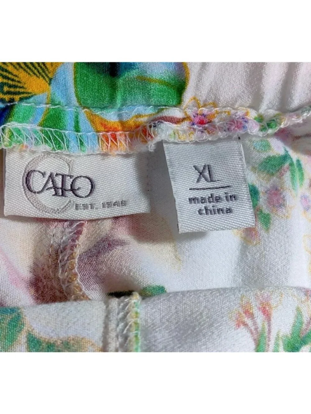 Boho Pants Floral Wide Leg XL CATO Palazzo Scarf Belt Festival Garden Party